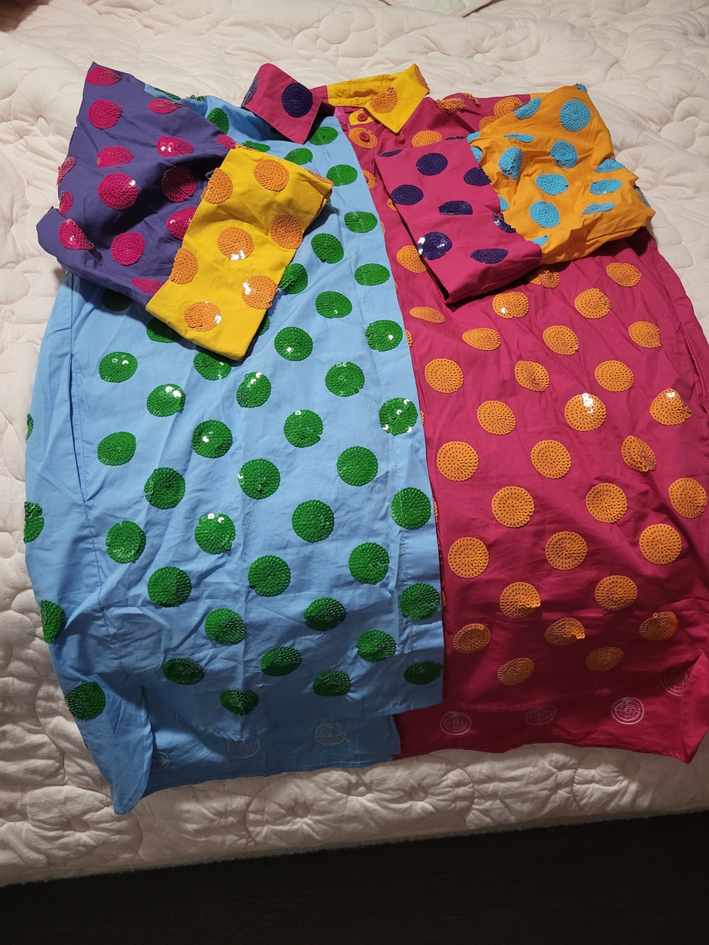 Queen Of Sparkles Colorful Polka Dot Button-Up Shirt Dress